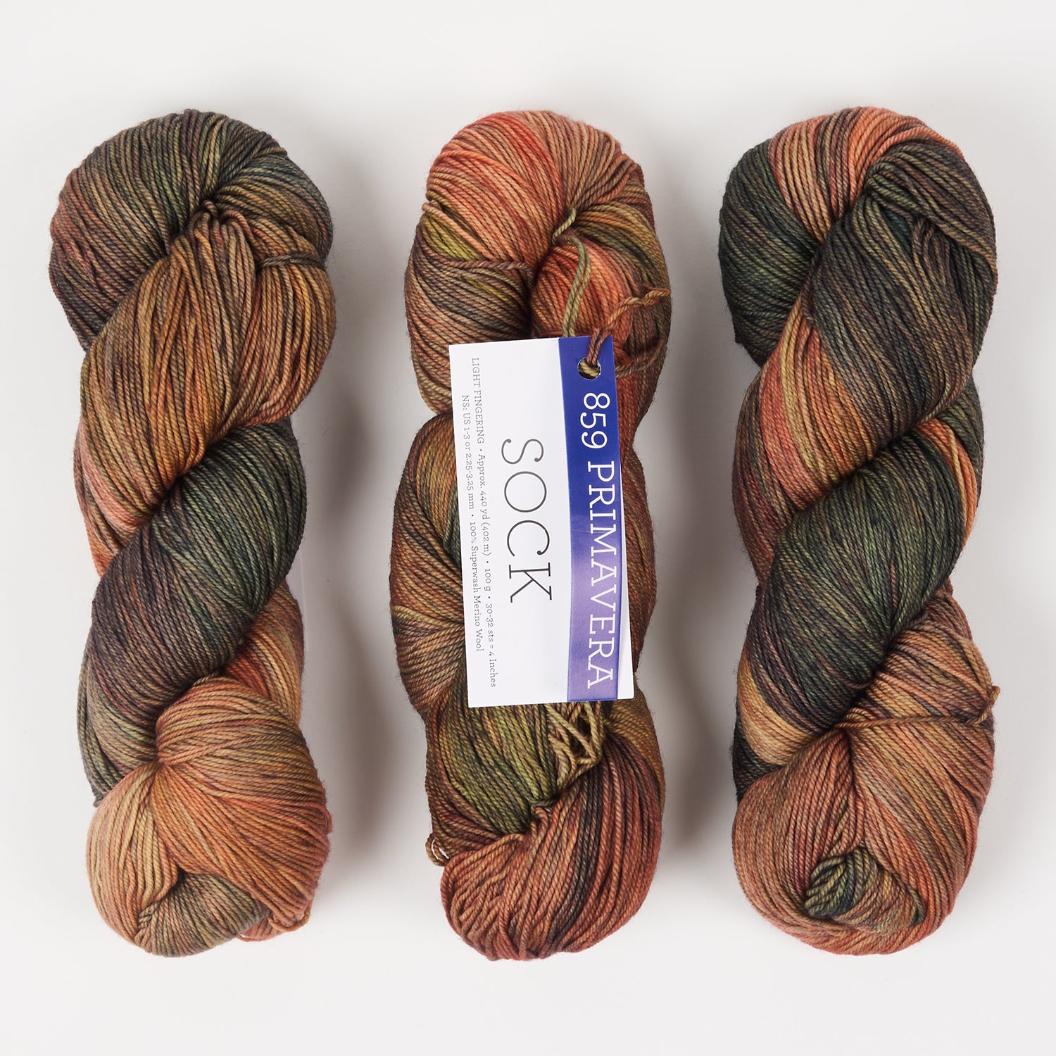 Malabrigo MALABRIGO SOCK - PRIMAVERA Merino wool Light Fingering multicolour green orange Yarn