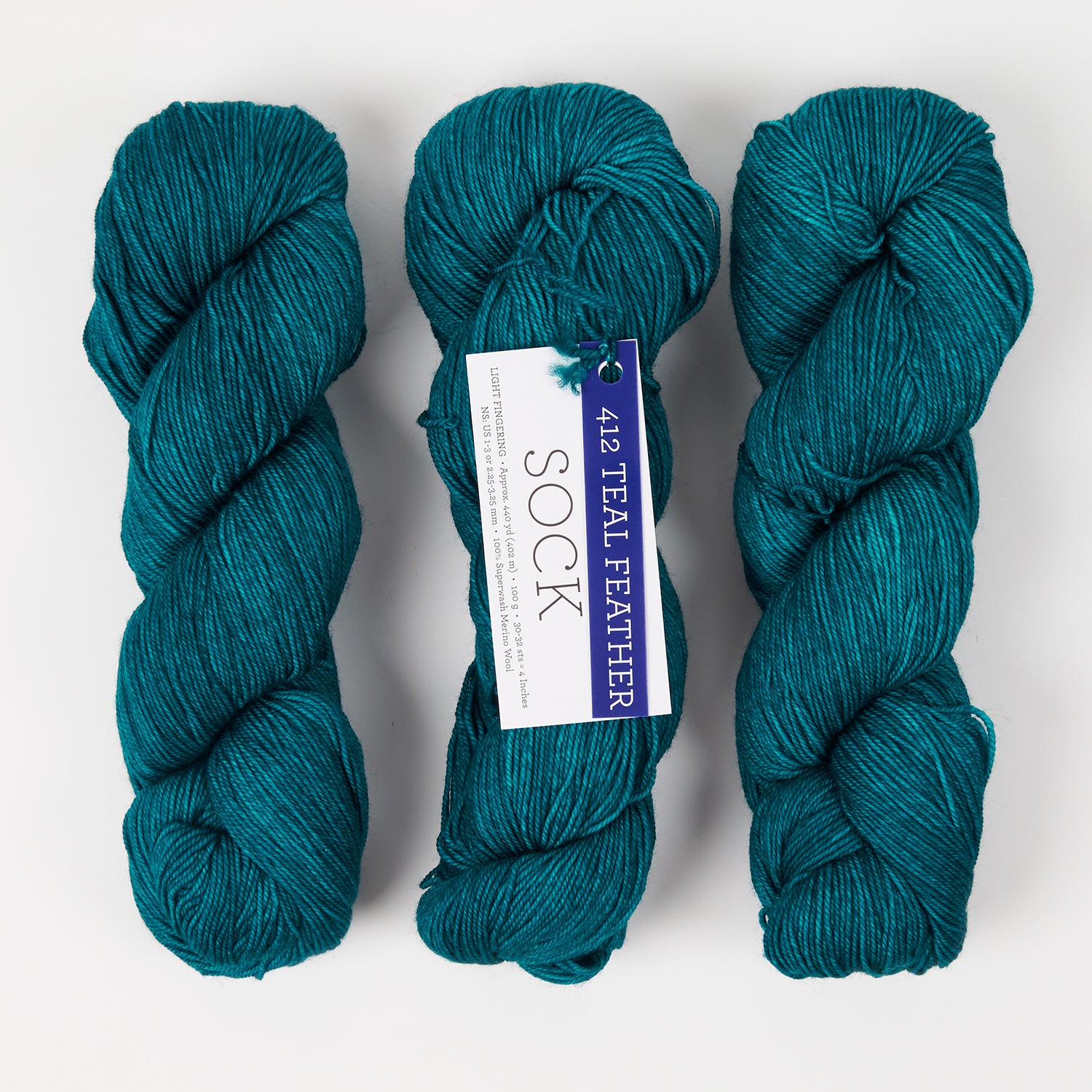 Malabrigo MALABRIGO SOCK - TEAL FEATHER Merino wool Light Fingering blue Yarn