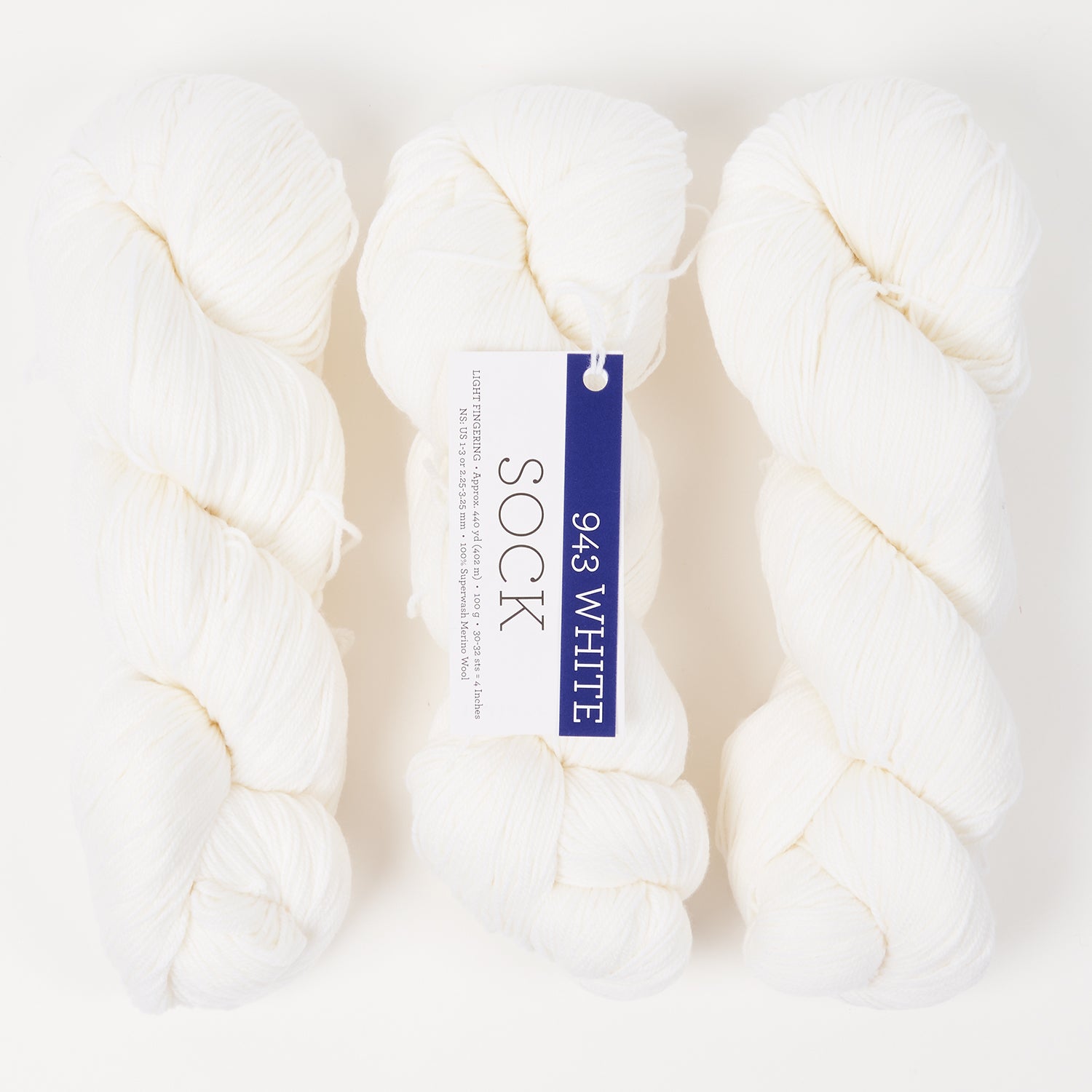 Malabrigo MALABRIGO SOCK - WHITE Merino wool Light Fingering white Yarn