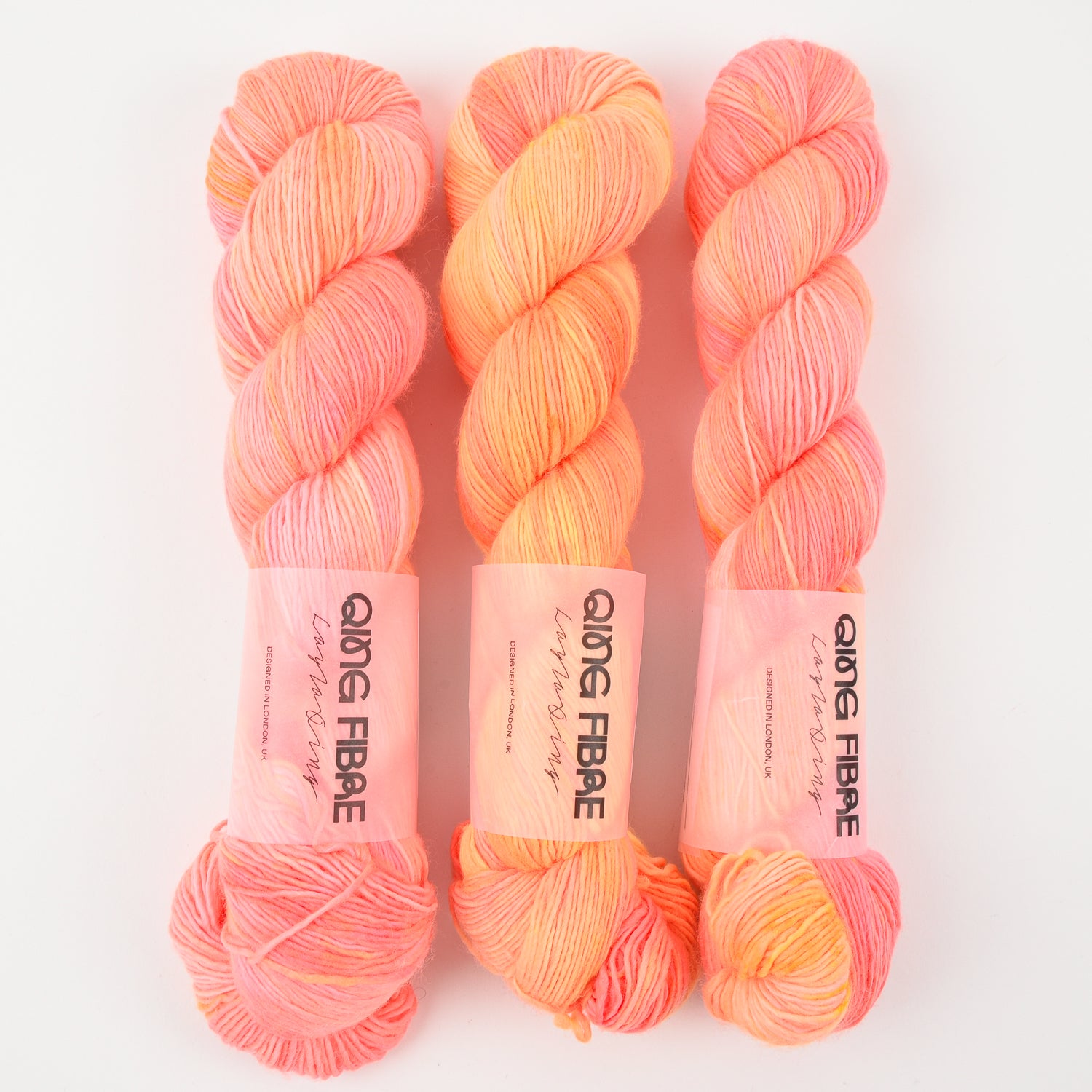 Qing Fibre DASHING SASSY - MANDRAKE Merino wool Fingering pink orange Yarn