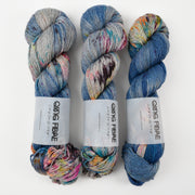 Qing Fibre QING YAK SINGLES - MANTA RAY Merino wool Yak Silk Fingering blue Yarn