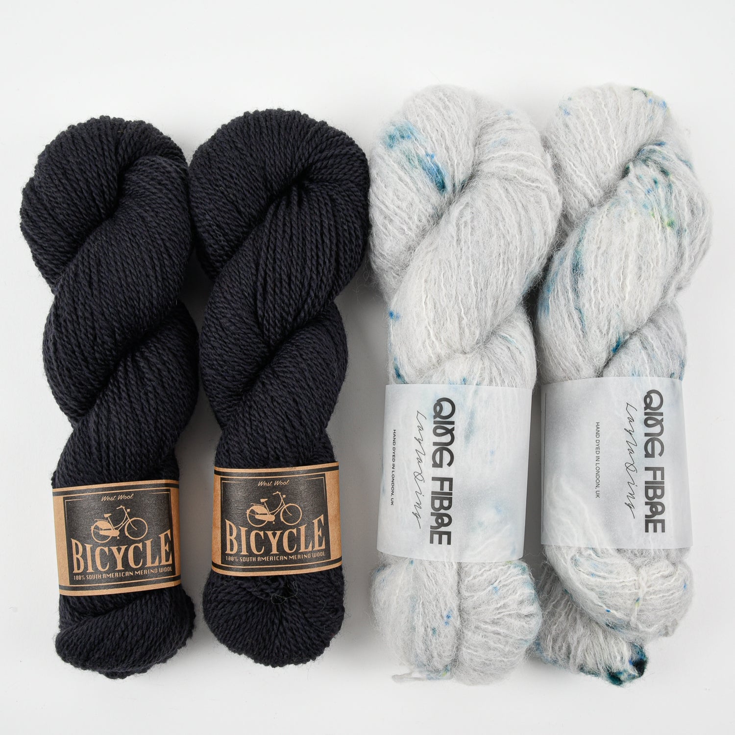 Qing Fibre MARINE MIST Alpaca Merino wool Silk Mixed Weight Quick Kits