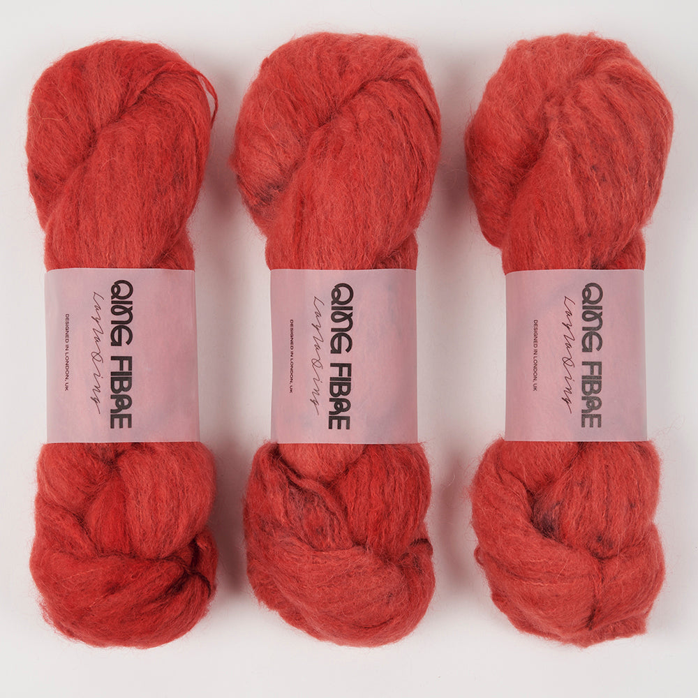 Qing Fibre MELTED BABY SURI - ANNIE Alpaca Merino wool Silk Sport red Yarn