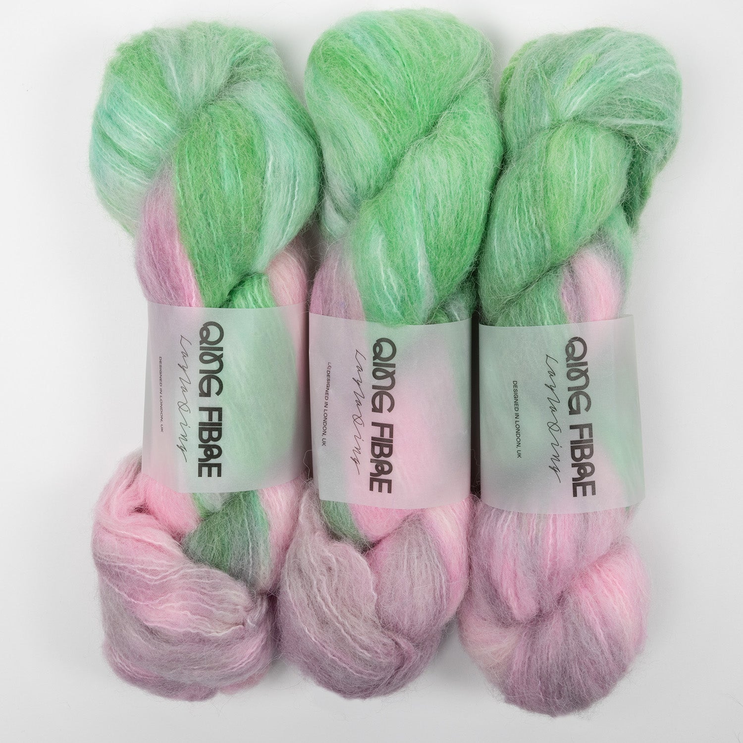 Qing Fibre MELTED BABY SURI - BLOOM Alpaca Merino wool Silk pink green Yarn