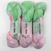 Qing Fibre MELTED BABY SURI - BLOOM Alpaca Merino wool Silk pink green Yarn