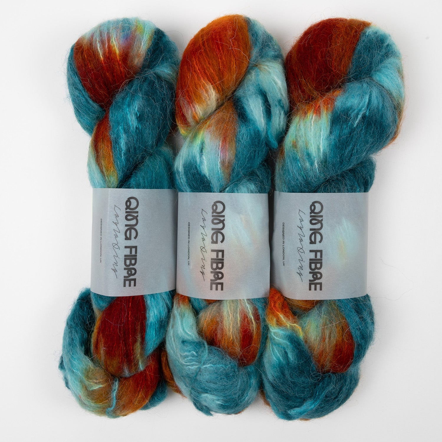 Qing Fibre MELTED BABY SURI - CAVE Alpaca Merino wool Silk Sport turquoise blue Yarn