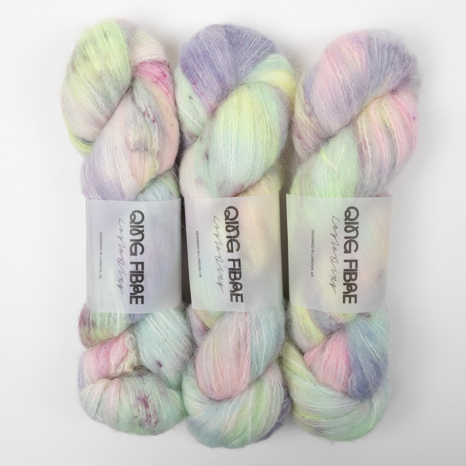 Qing Fibre MELTED BABY SURI - CLOUD Alpaca Merino wool Silk rainbow Yarn