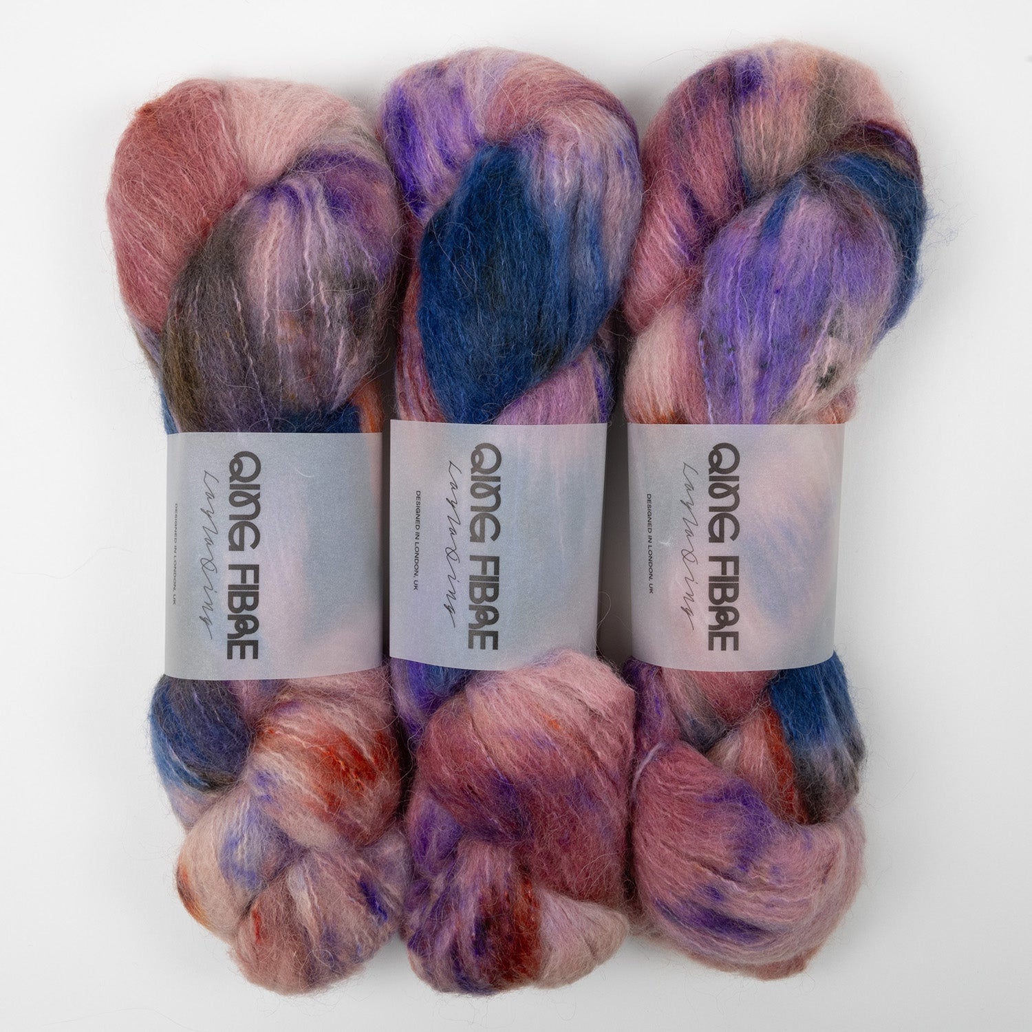 Qing Fibre MELTED BABY SURI - CORNFLOWER Alpaca Merino wool Silk pink Yarn