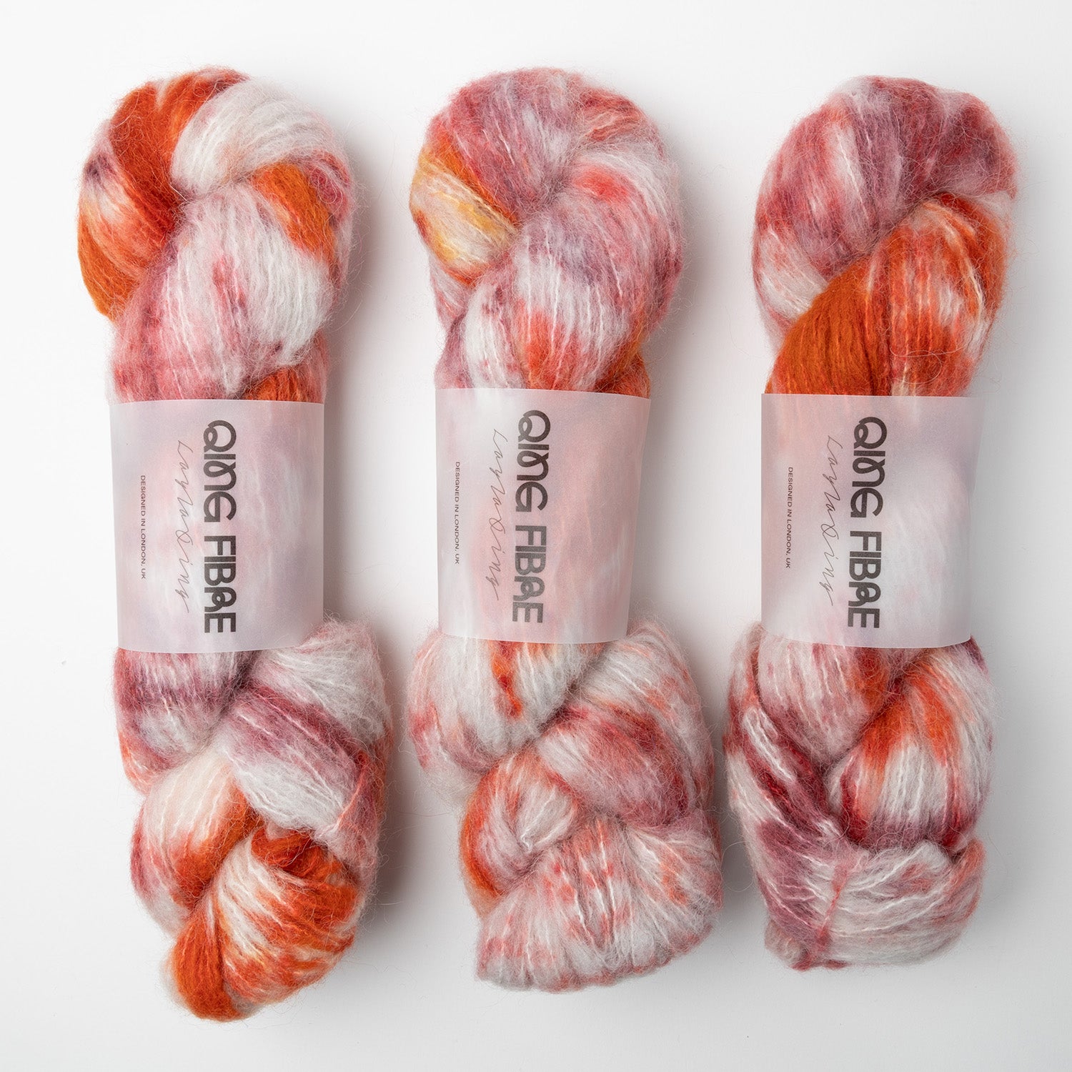 Qing Fibre MELTED BABY SURI - CRACKLE Alpaca Merino wool Silk Sport red Yarn