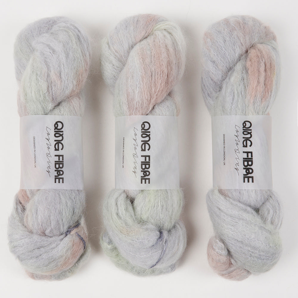 Qing Fibre MELTED BABY SURI - CYCLONE Alpaca Merino wool Silk Sport grey Yarn