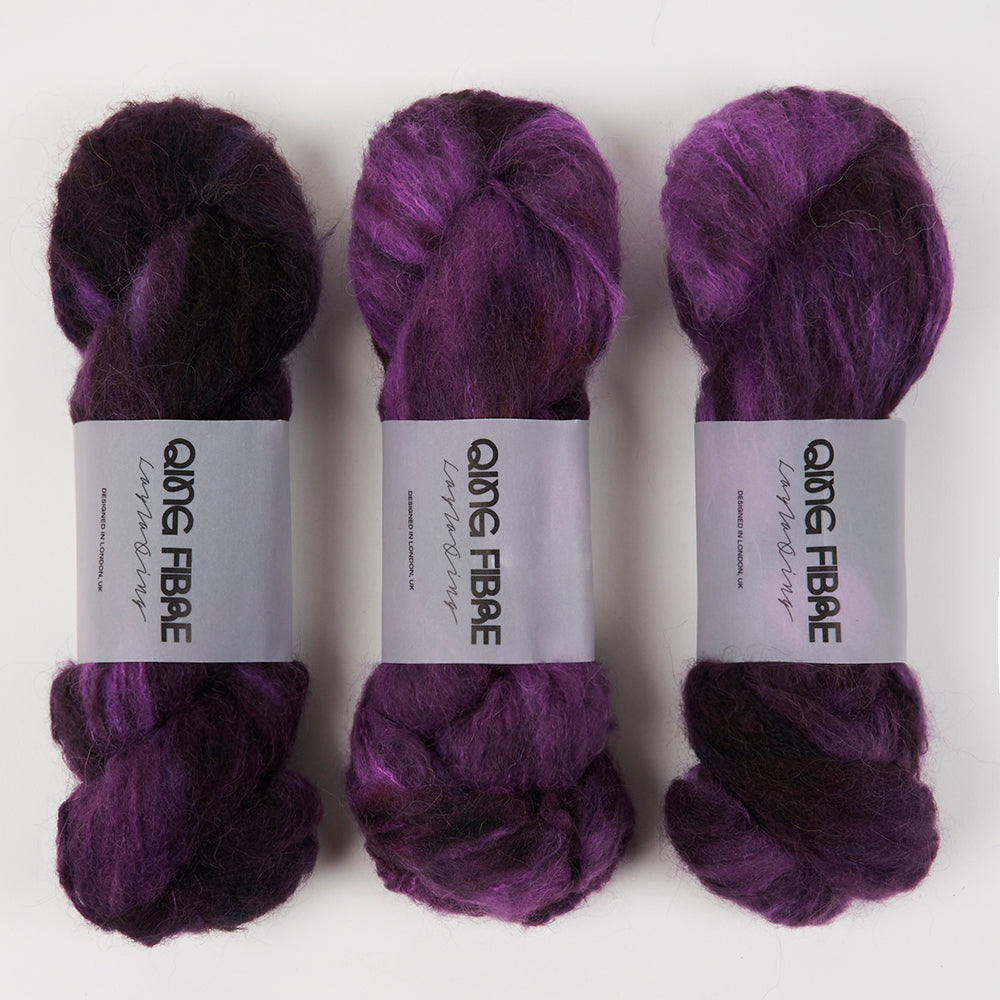 Qing Fibre MELTED BABY SURI - DARK CHERRY Alpaca Merino wool Silk Sport purple Yarn
