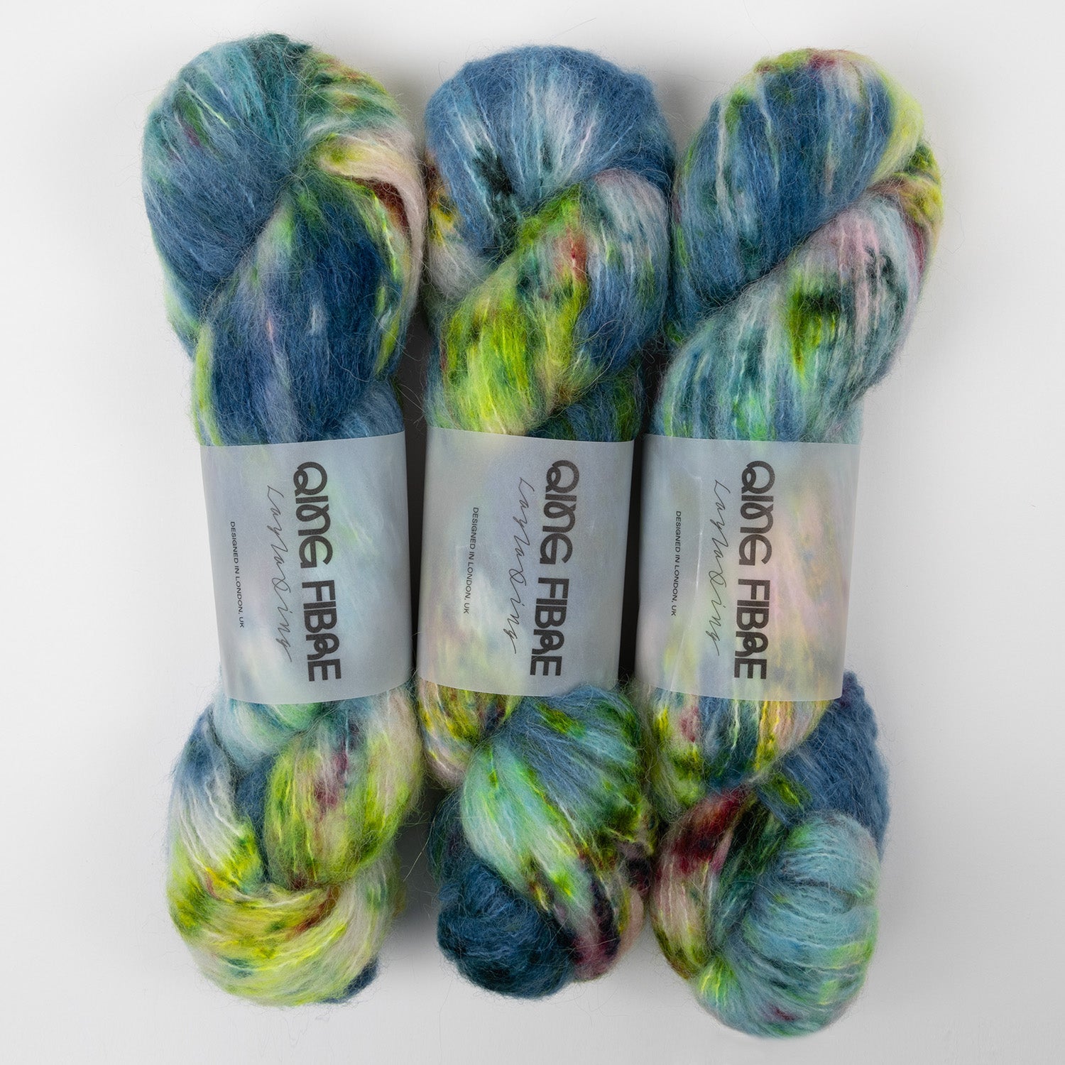 Qing Fibre MELTED BABY SURI - PETRICHOR Alpaca Merino wool Silk Sport blue Yarn