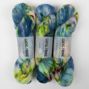 Qing Fibre MELTED BABY SURI - PETRICHOR Alpaca Merino wool Silk Sport blue Yarn