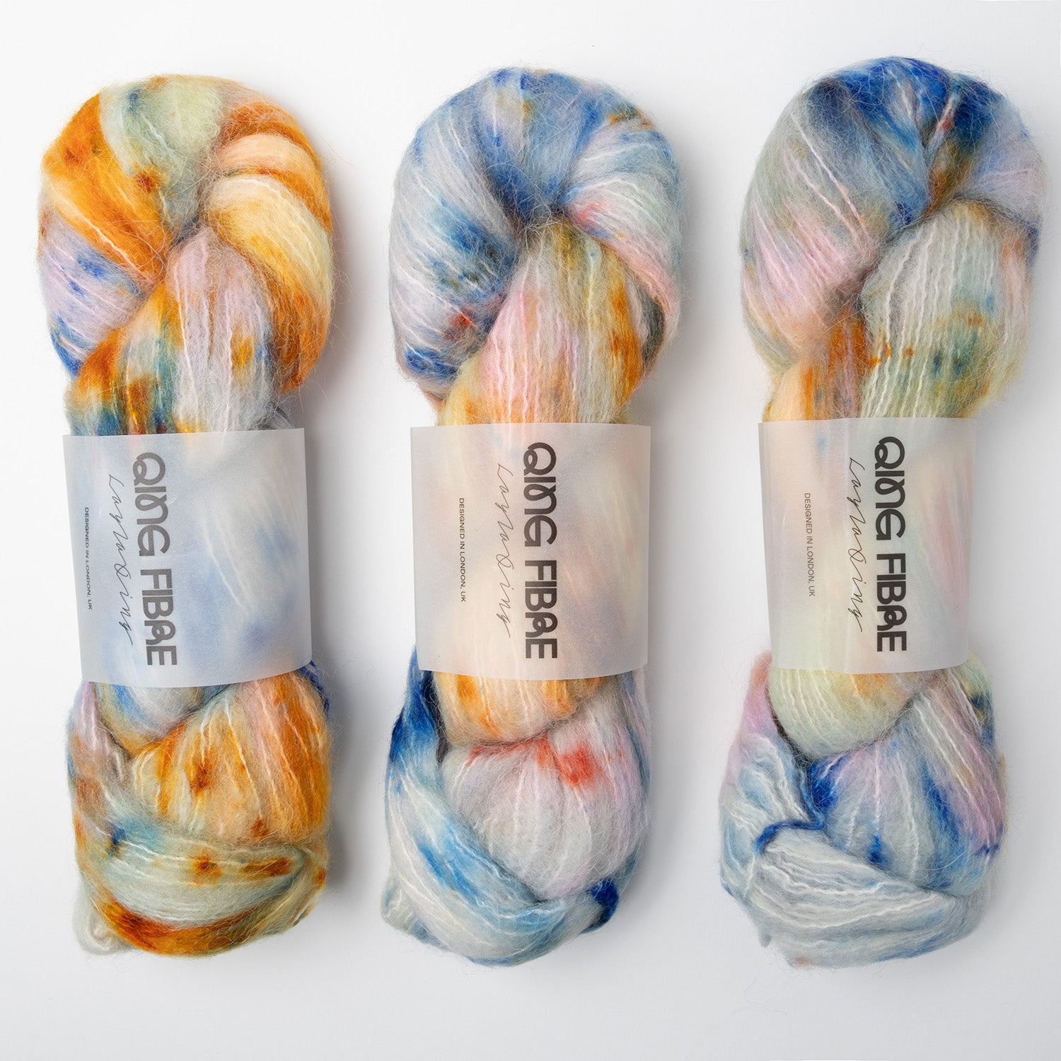 Qing Fibre MELTED BABY SURI - SOFT GREY Alpaca Merino wool Silk Sport rainbow Yarn