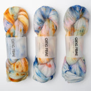 Qing Fibre MELTED BABY SURI - SOFT GREY Alpaca Merino wool Silk Sport rainbow Yarn