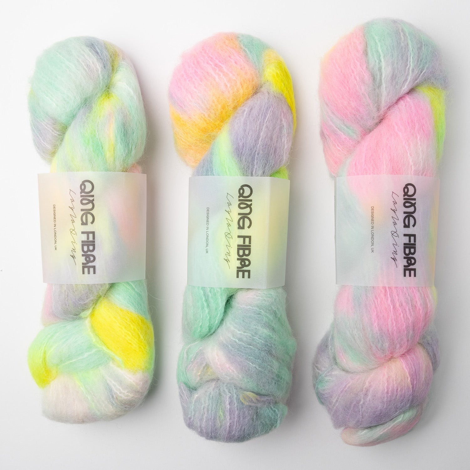 Qing Fibre MELTED BABY SURI - TIME TRAVELLER rainbow green Yarn