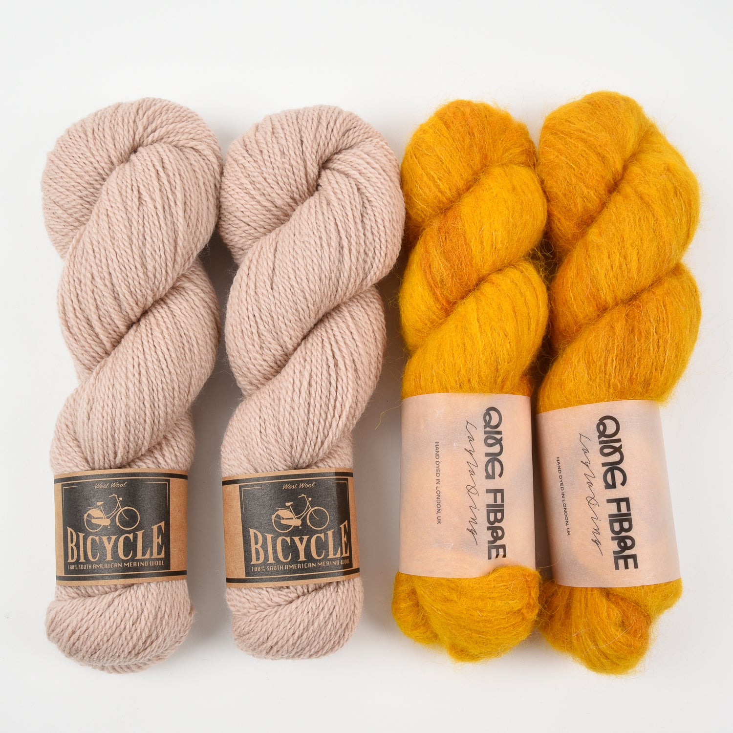 Qing Fibre MELTED BISCUITS Alpaca Merino wool Silk Mixed Weight Quick Kits
