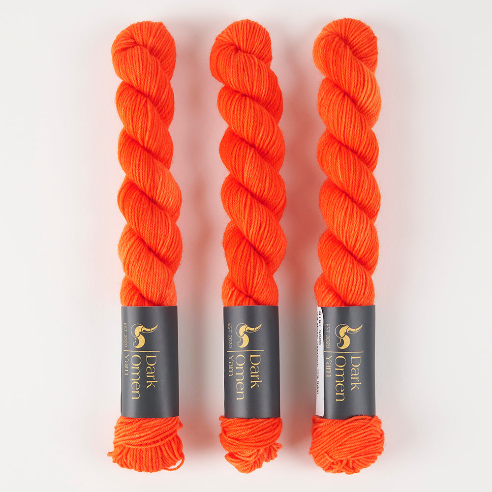Dark Omen Yarn MERINO SOCK MINI - HIGH NOON Merino wool Nylon Fingering orange Yarn