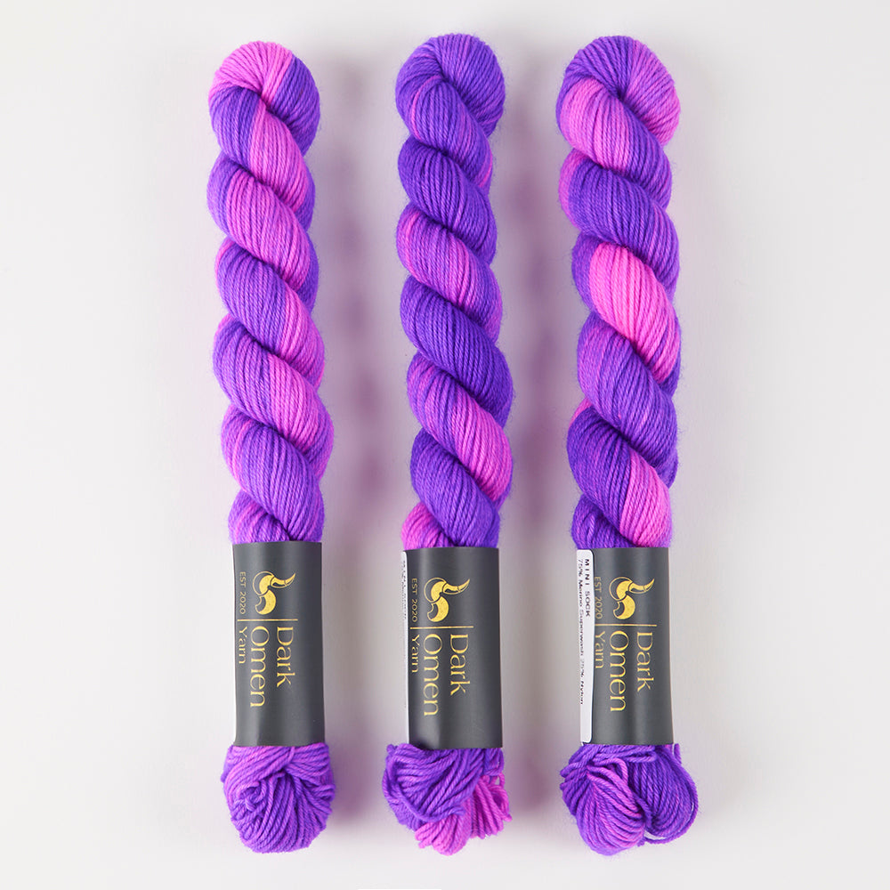 Dark Omen Yarn MERINO SOCK MINI - PURPLE RAIN Merino wool Nylon Fingering purple Yarn