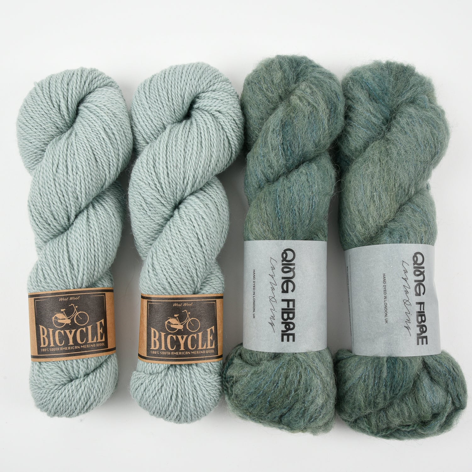 Qing Fibre MISTY MALACHITE Alpaca Merino wool Silk Mixed Weight Quick Kits