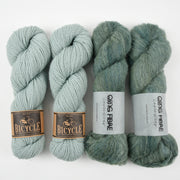 Qing Fibre MISTY MALACHITE Alpaca Merino wool Silk Mixed Weight Quick Kits
