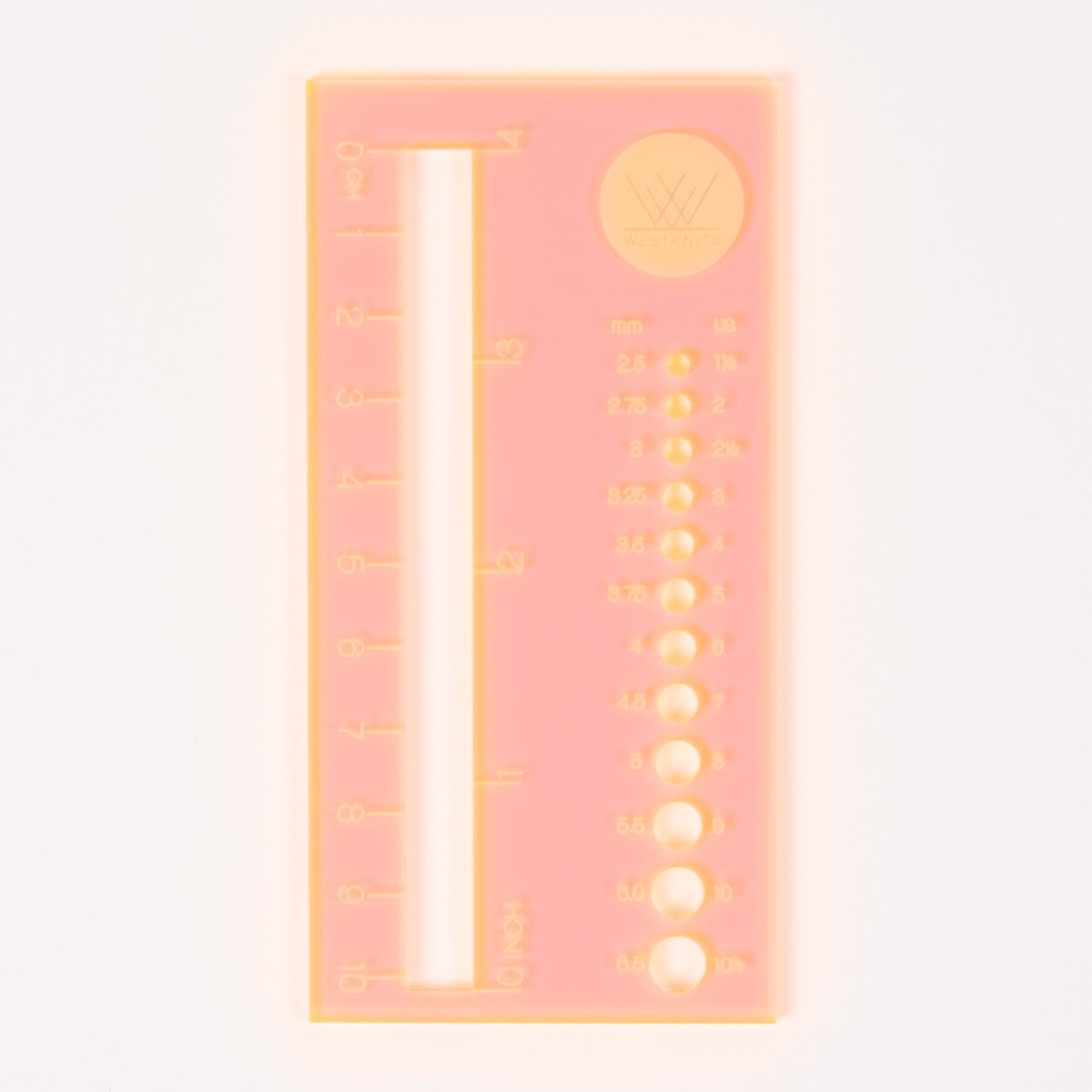 Stephen & Penelope Notions NEON ORANGE NEEDLE GAUGE Tools