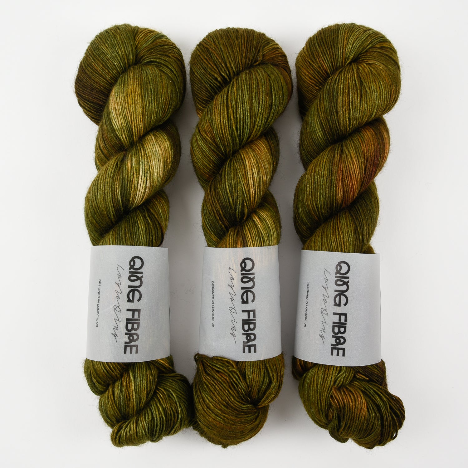Qing Fibre QING YAK SINGLES - MOSS Merino wool Yak Silk Fingering green Yarn