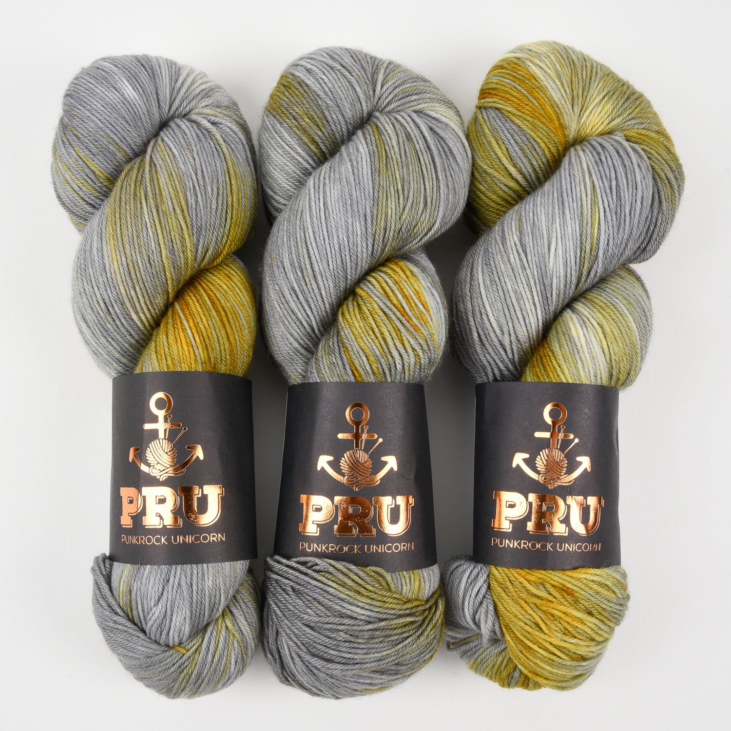 Punk Rock Unicorn SOUL - MOSSY ROCK Merino wool Nylon Fingering  Sock grey Yarn