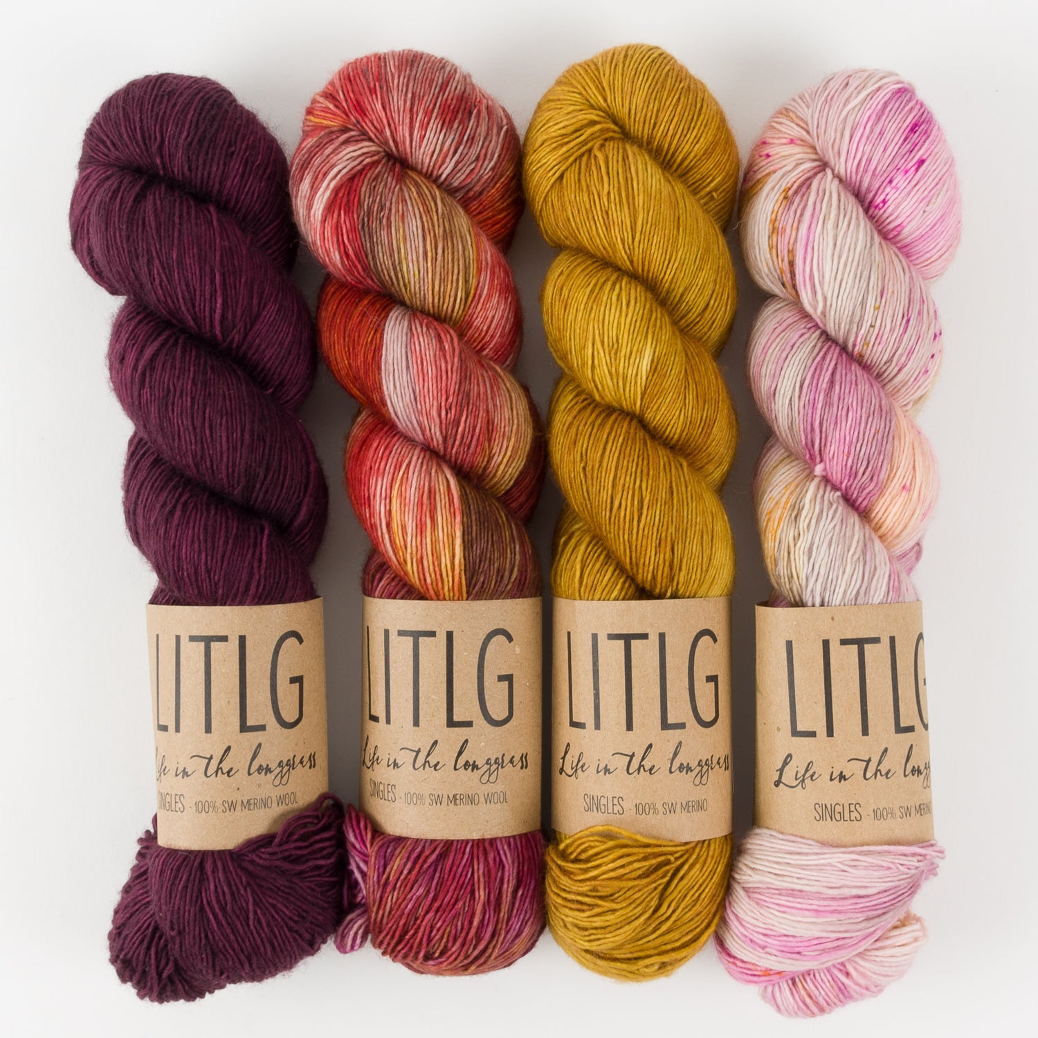 Life in The Long Grass MUSTARD AND PLUMS Merino wool Fingering Quick Kits