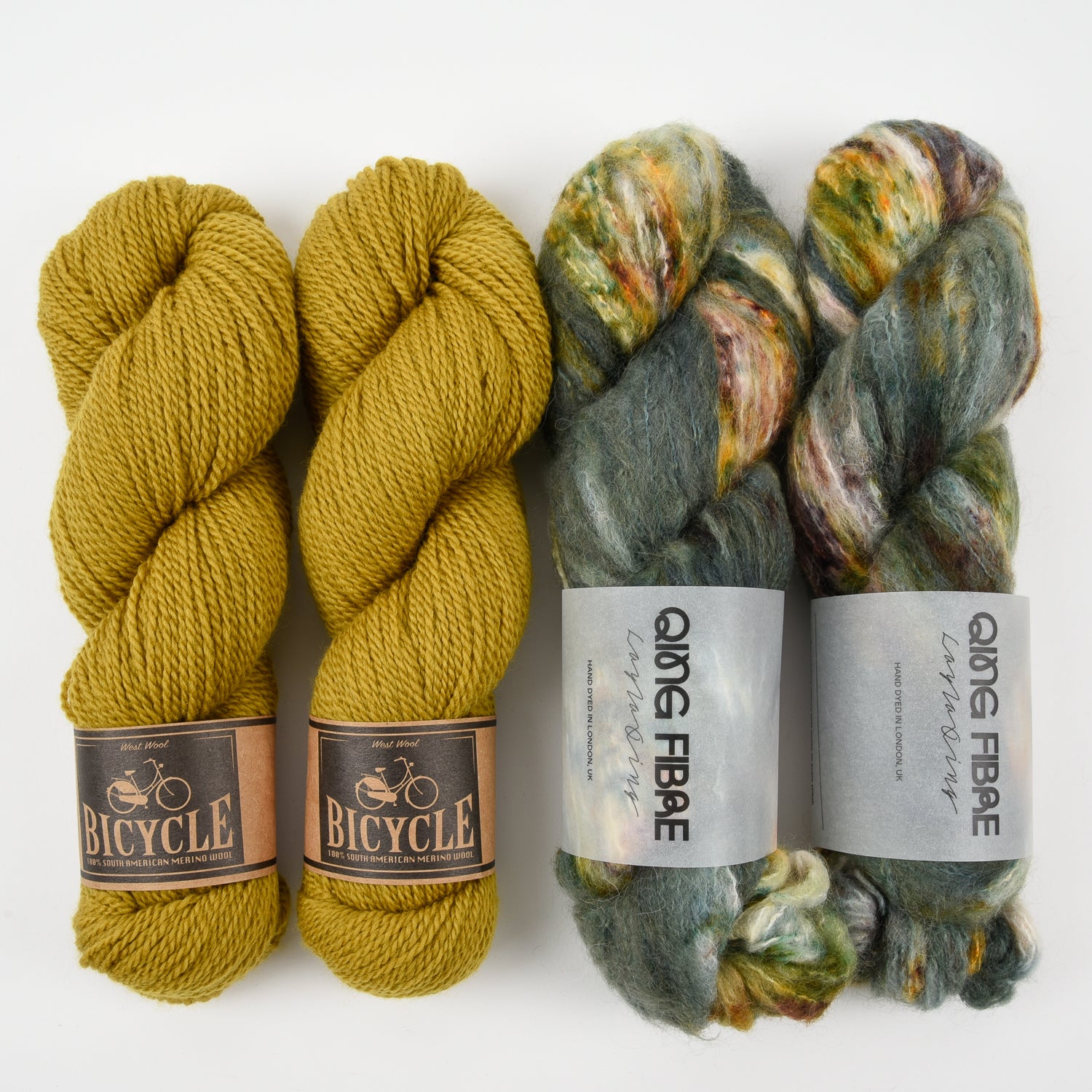 Qing Fibre MUSTARD SONG Alpaca Merino wool Silk Mixed Weight Quick Kits