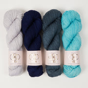 West Wool ACHIEVEMENT BADGE SHAWL - NIMBUS DISCO Merino wool Nylon Fingering Westknits Kits