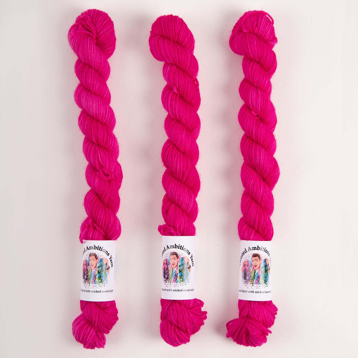 Twisted Ambitions SWEET SOCK MINI - MAGENTA Merino wool Nylon Fingering pink neon Yarn