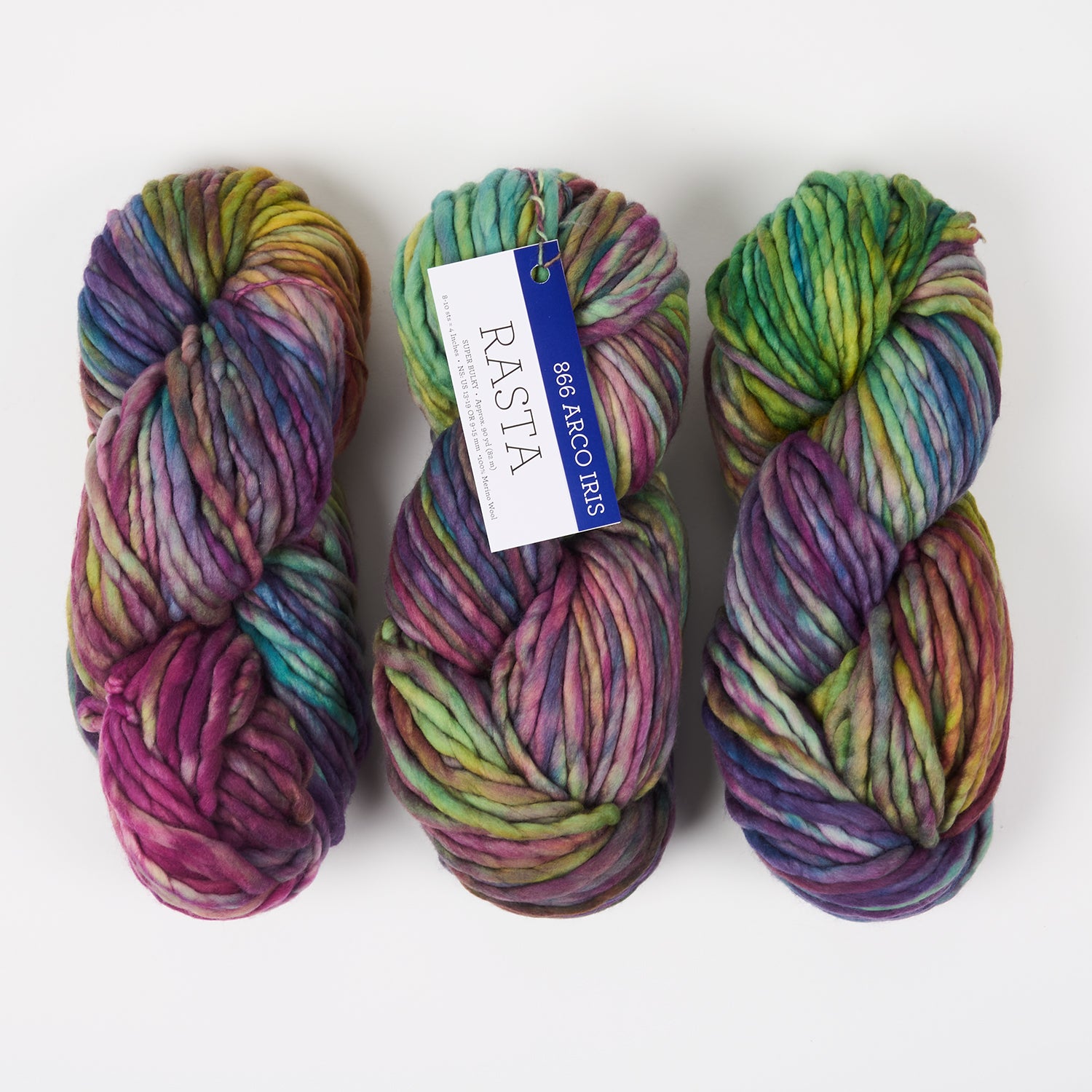 Malabrigo RASTA - ARCO IRIS Merino wool Chunky multicolour green purple Yarn