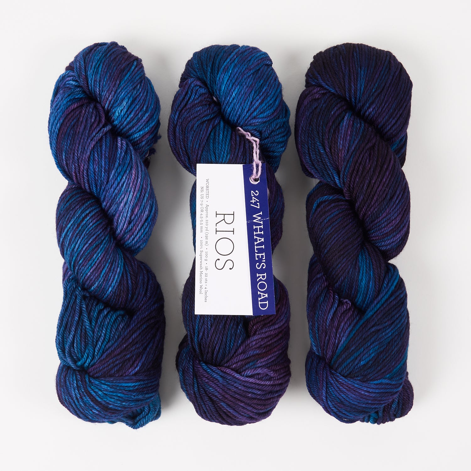 Malabrigo RIOS - WHALES ROAD Merino wool Worsted blue Yarn
