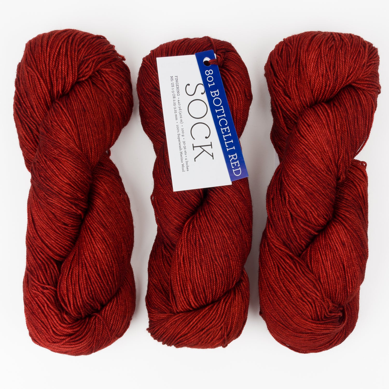 Malabrigo MALABRIGO SOCK - BOTICELLI RED Merino wool Light Fingering red Yarn