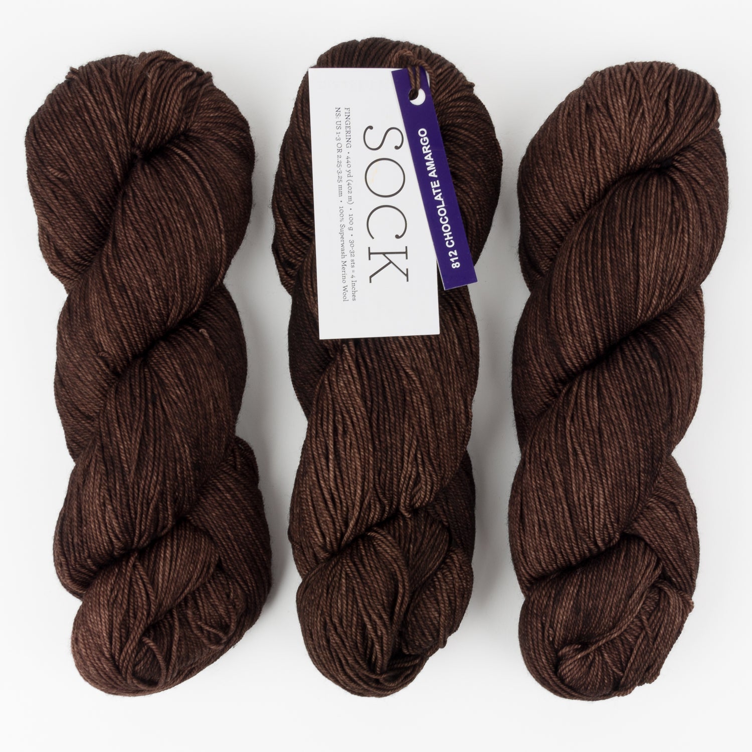 Malabrigo MALABRIGO SOCK - CHOCOLATE AMARGO Merino wool Light Fingering brown Yarn