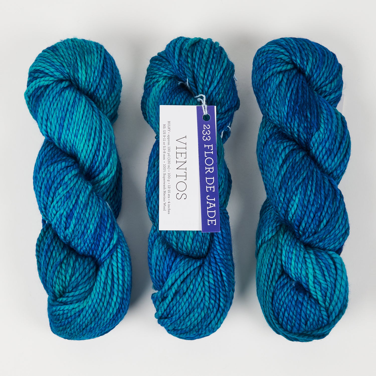 Malabrigo VIENTOS - FLOR DE JADE Merino wool Chunky blue turquoise Yarn