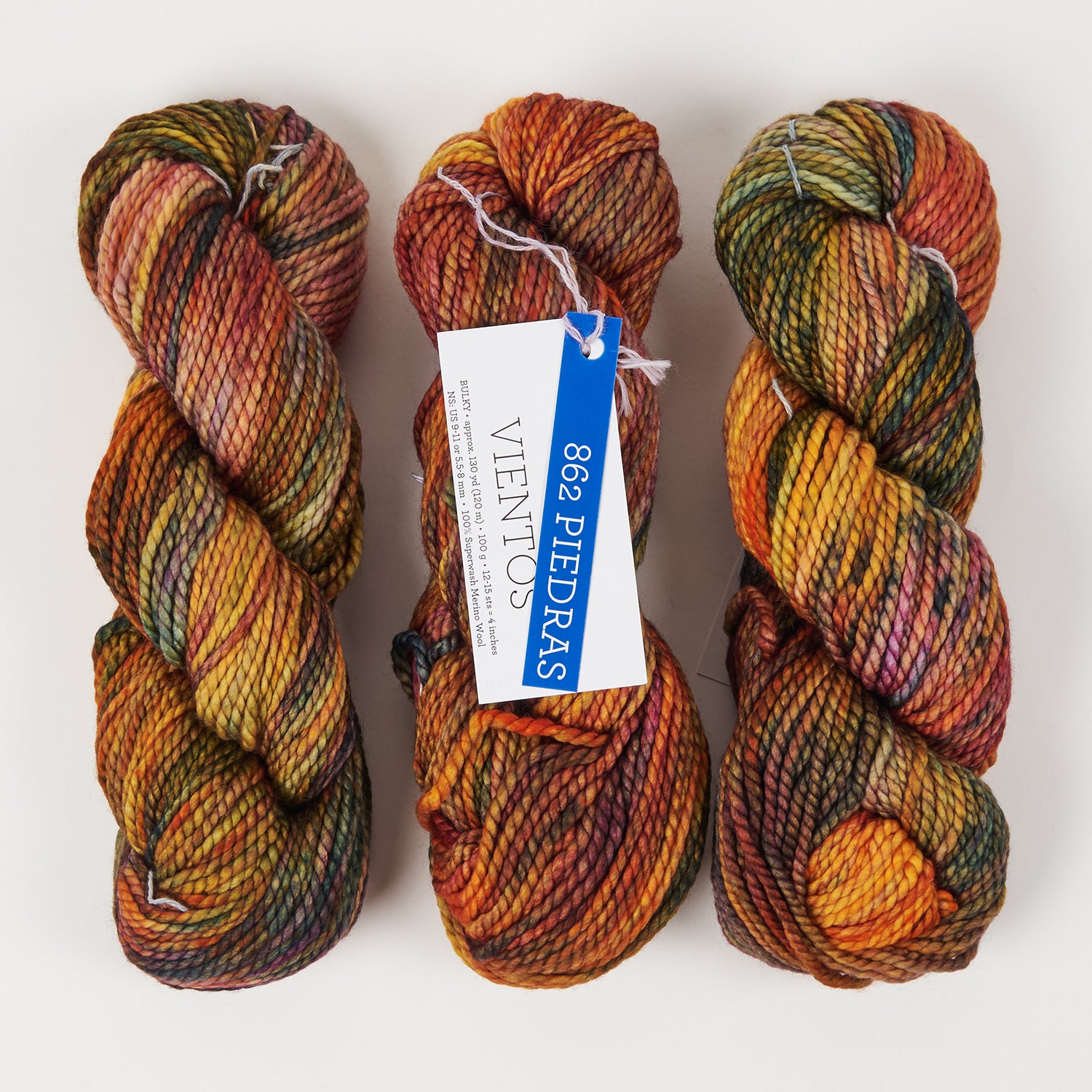 Malabrigo VIENTOS - PIEDRAS Merino wool Chunky multicolour orange Yarn
