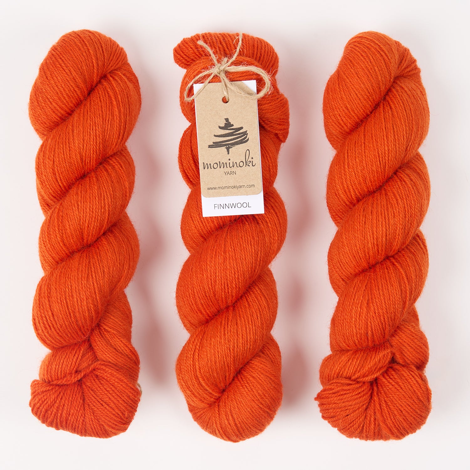 Mominoki Yarn FINNWOOL - DOUBLE PUMPKIN Wool Fingering orange Yarn