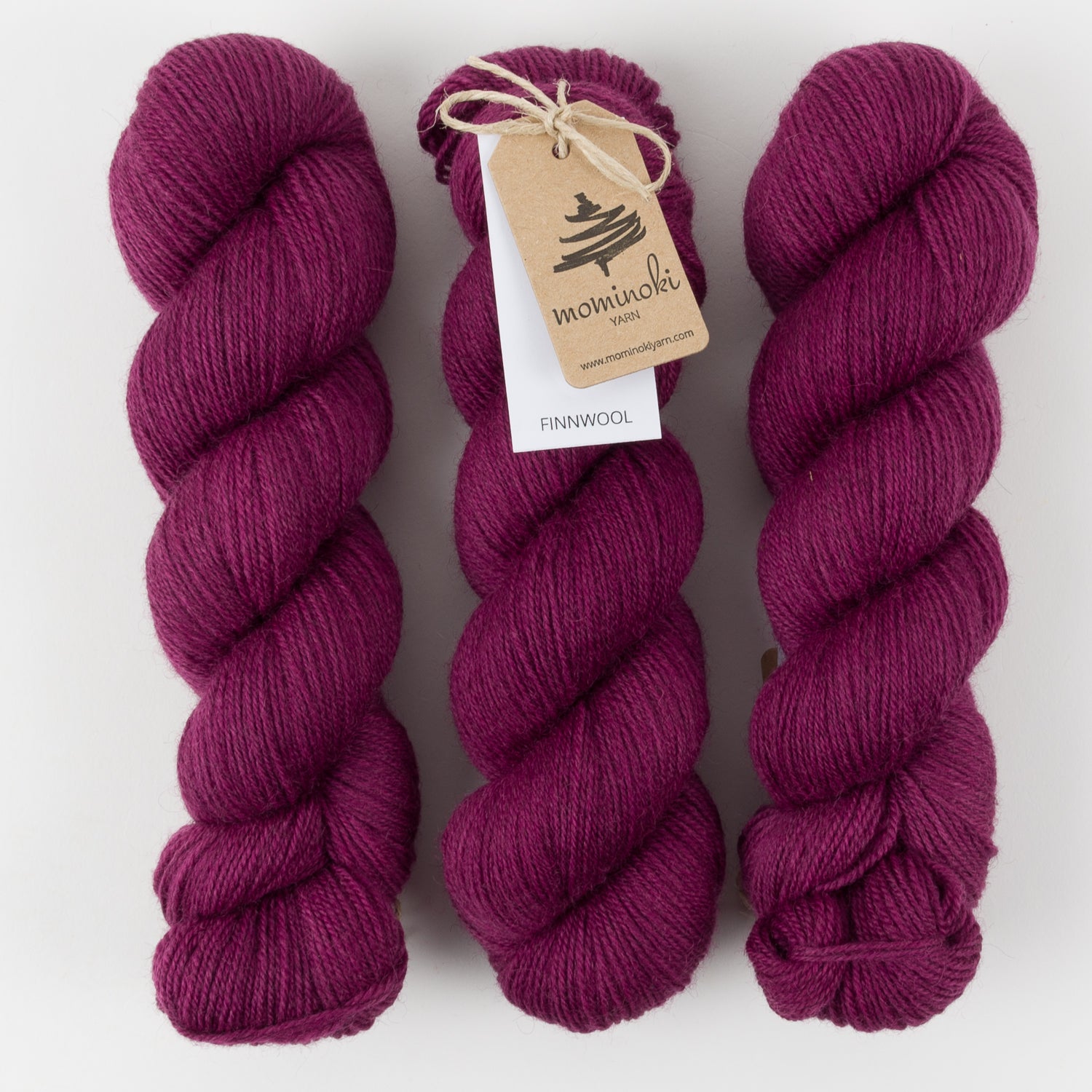 Mominoki Yarn FINNWOOL - GRAPE Wool Fingering pink Yarn