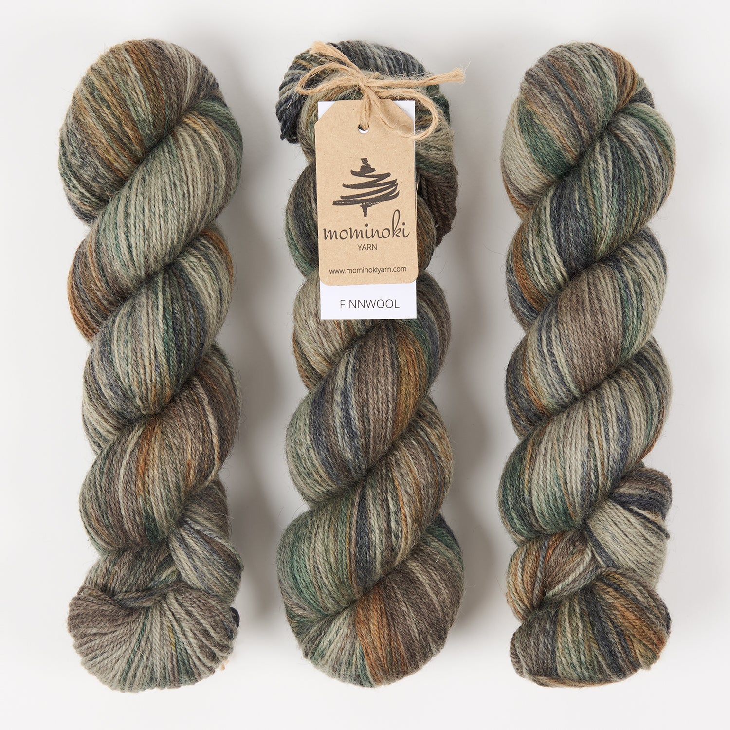 Mominoki Yarn FINNWOOL - TUNTURI Wool Fingering beige green multicolour Yarn