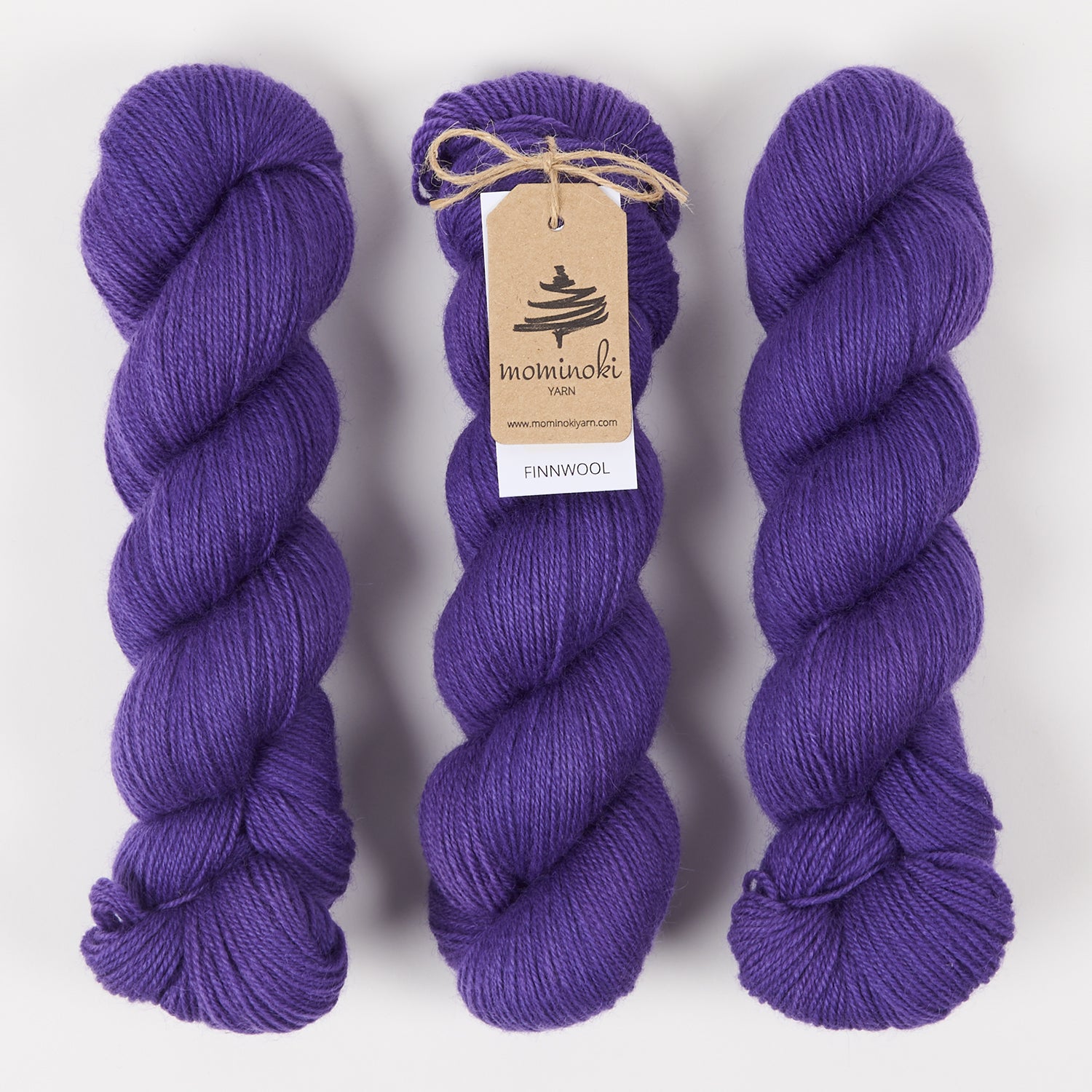 Mominoki Yarn FINNWOOL - BRILLIANT BLUE Wool Fingering blue Yarn