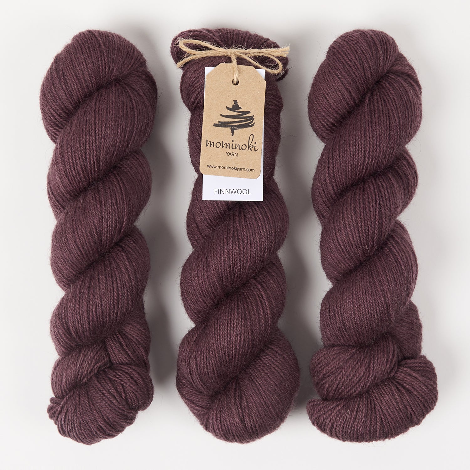 Mominoki Yarn FINNWOOL - CASSIS Wool Fingering brown Yarn