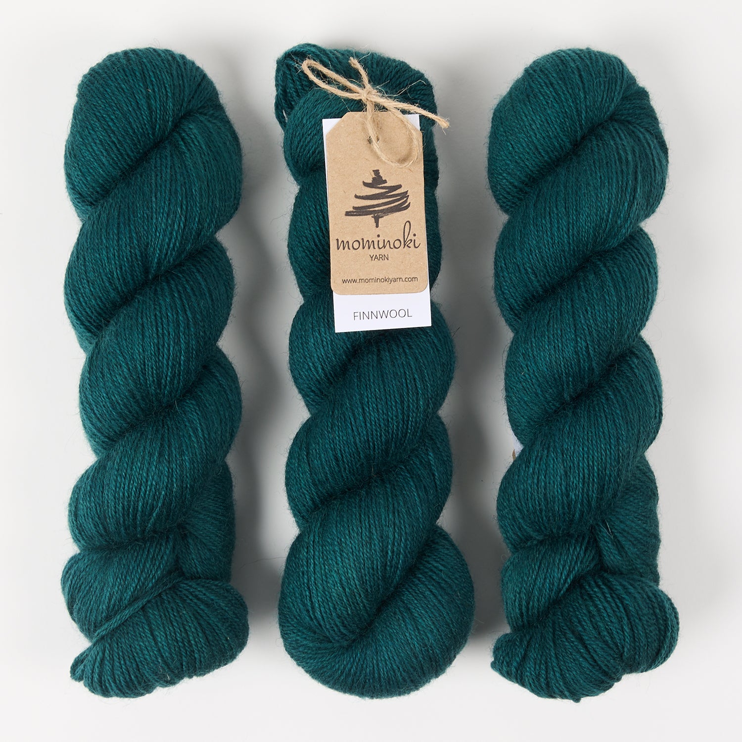 Mominoki Yarn FINNWOOL - EVERGREEN Wool Fingering green Yarn