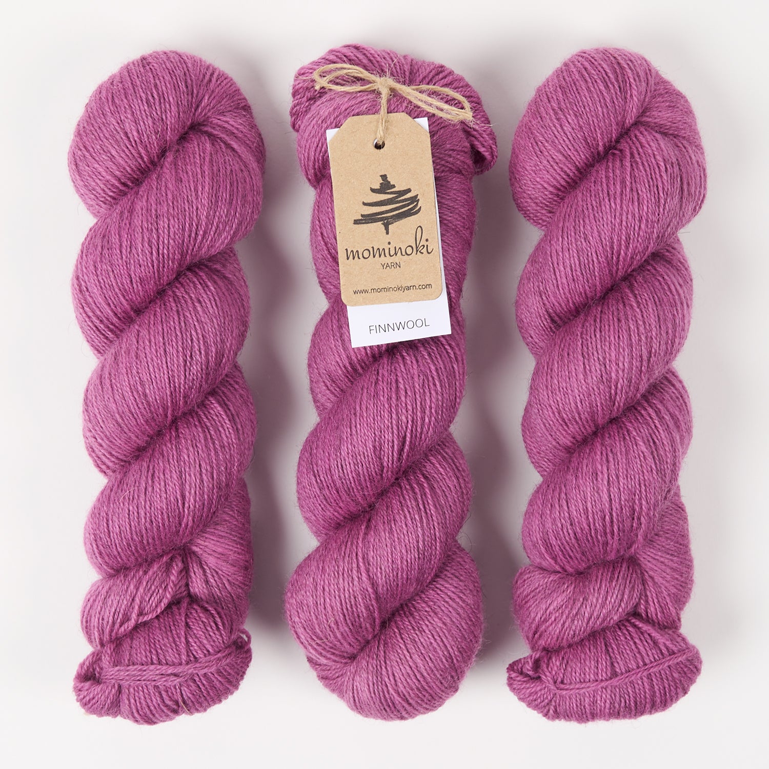 Mominoki Yarn FINNWOOL - FRAMBOISE Wool Fingering pink Yarn