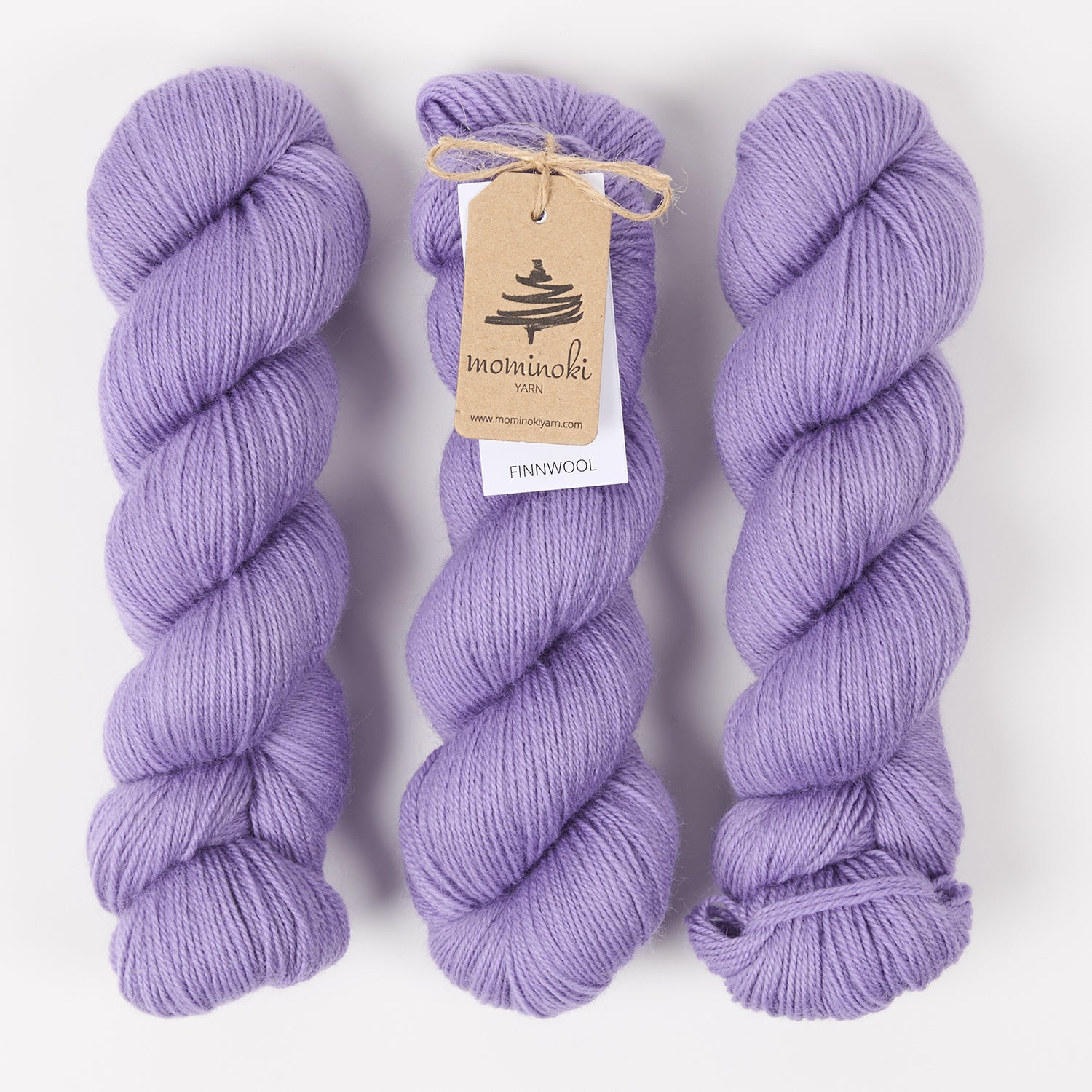 Mominoki Yarn FINNWOOL - LAVENDER Wool Fingering purple Yarn