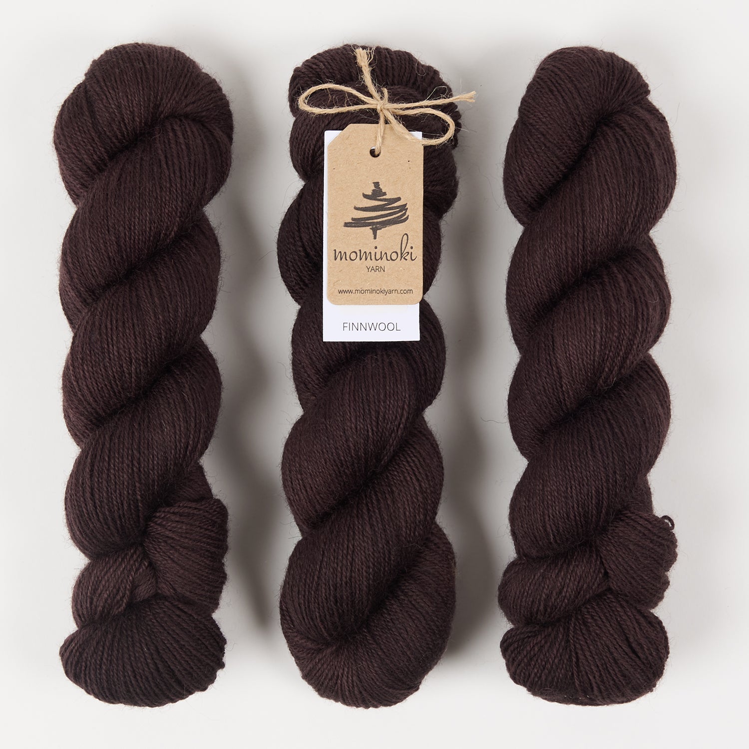 Mominoki Yarn FINNWOOL - MAHOGANY Wool Fingering brown Yarn