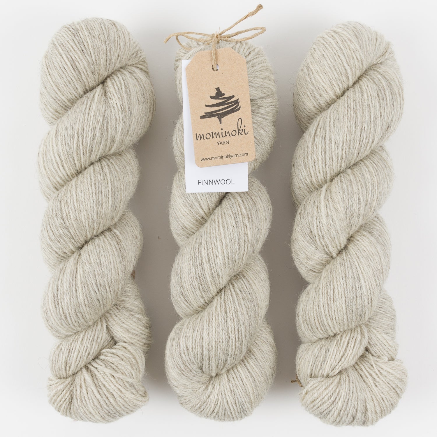 Mominoki Yarn FINNWOOL - NATURAL GREY Wool Fingering grey Yarn