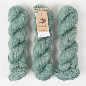 Mominoki Yarn FINNWOOL - SAGE Wool Fingering green Yarn