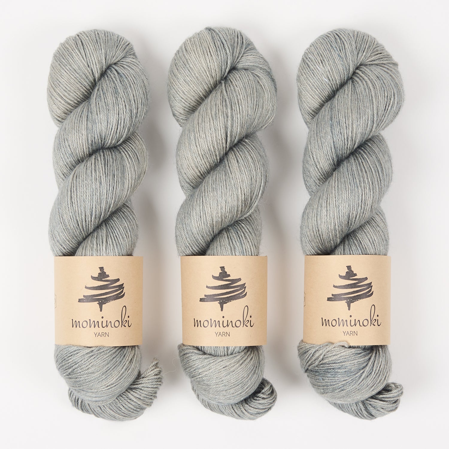 Mominoki Yarn RAMIE SILK - ASHES Wool Ramie Silk Fingering grey Yarn